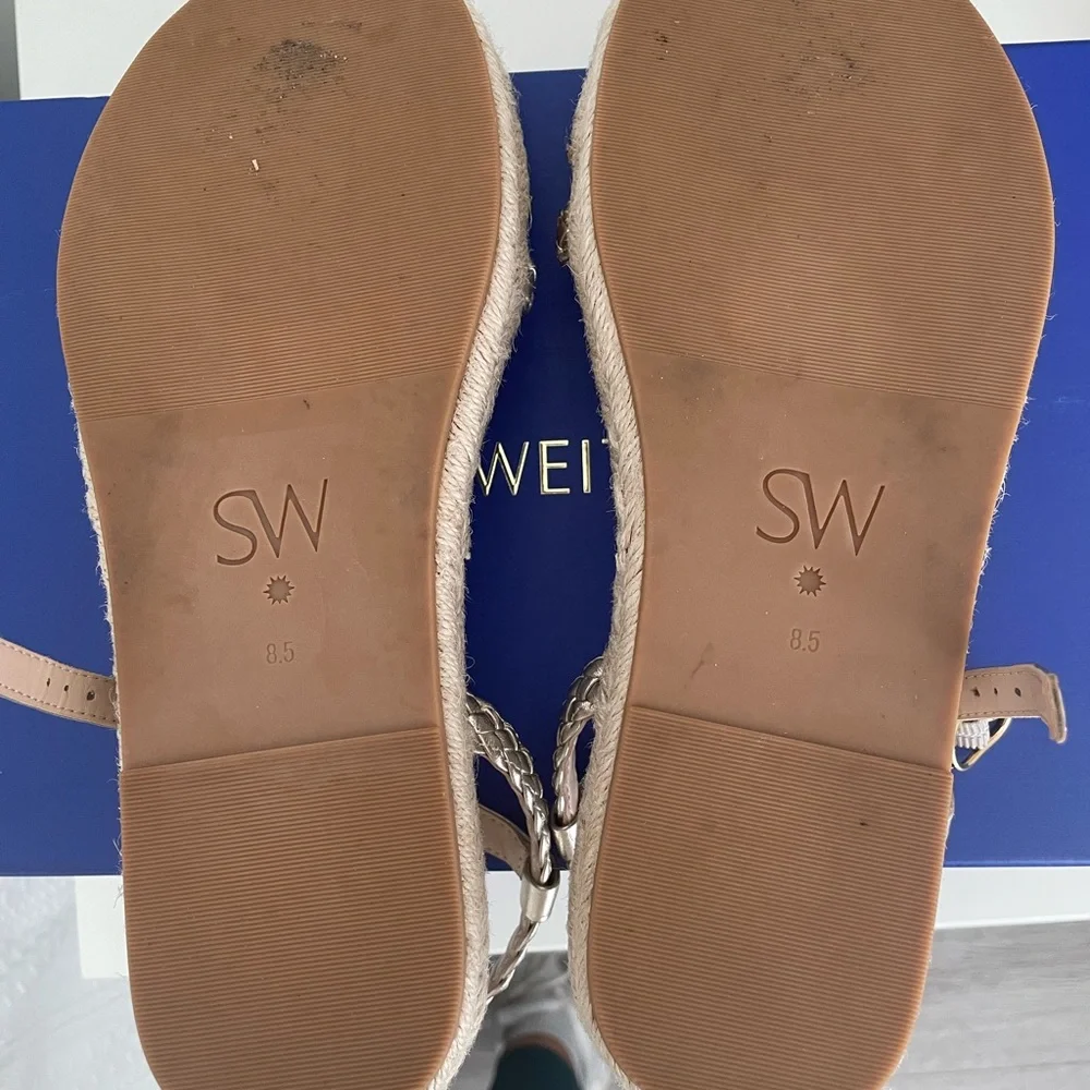 Stuart Weitzman Metallic Mykonos Braided Espadrille Flatform Sandals - Picture 5 of 5